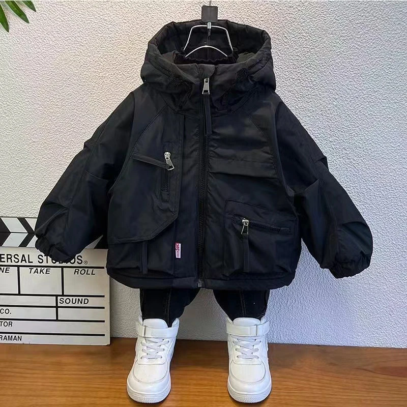 儿童加绒加厚冲锋衣冬季外套韩版宝宝派克服2025新款防风防水棉服