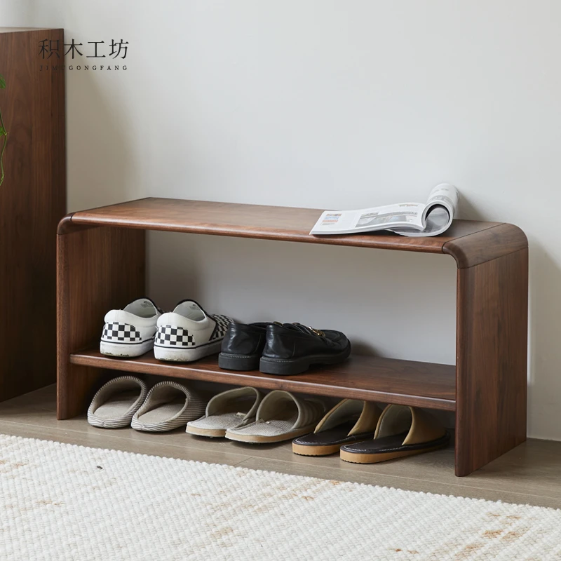 黑胡桃木换鞋凳家用门口可坐简约玄关入户穿鞋凳进门凳实木凳子