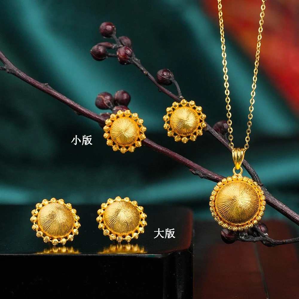 ZOCAI/佐卡伊【传世之美】古法黄金足金精致百搭向日葵太阳花系列