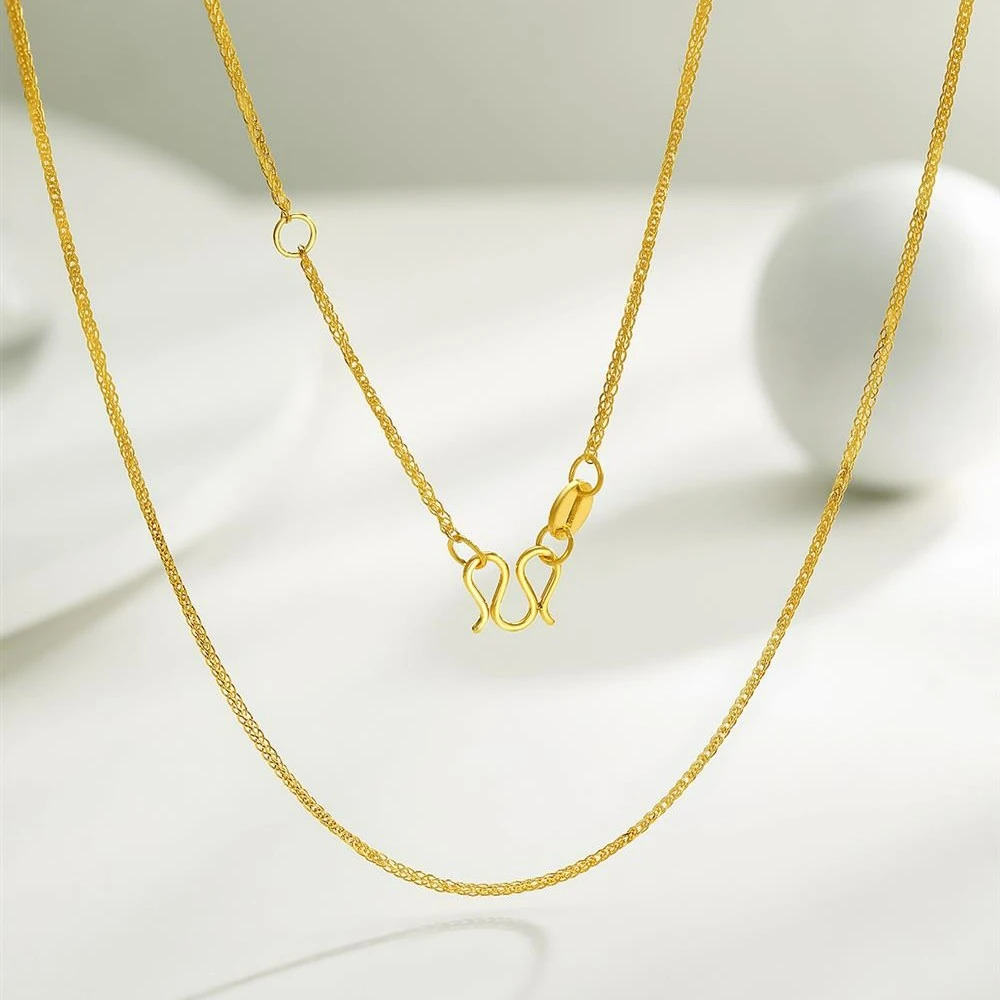 ZOCAI/佐卡伊【传世之美】黄金项链素链足金999肖邦链M扣百搭时尚