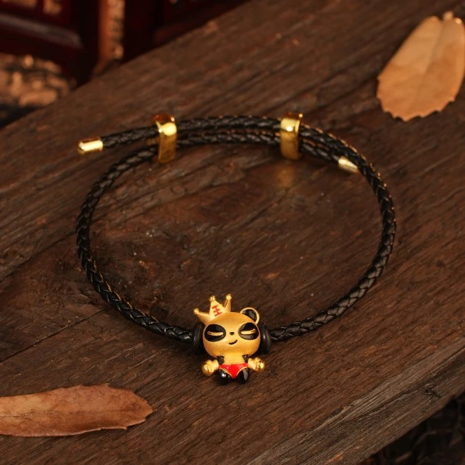 ZOCAI/佐卡伊【传世之美】黄金3D硬金足金可爱熊时尚百搭手链气质