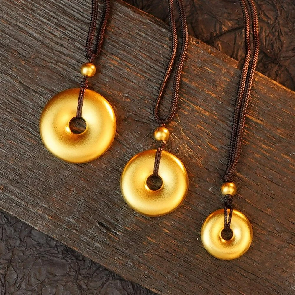 ZOCAI/佐卡伊【传世之美】古法黄金足金999百搭简约经典平安扣吊坠