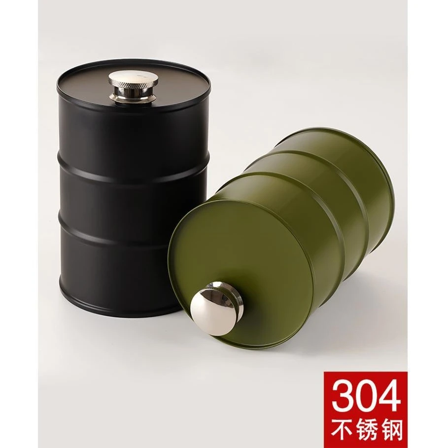 304不锈钢汽油桶酒壶750ml圆柱随身便携式白酒瓶户外个性酒桶车载