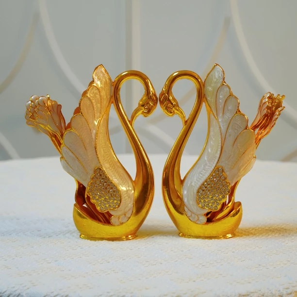 天鹅心语 轻奢天鹅咖啡勺套装 锌合金咖啡勺 甜品叉