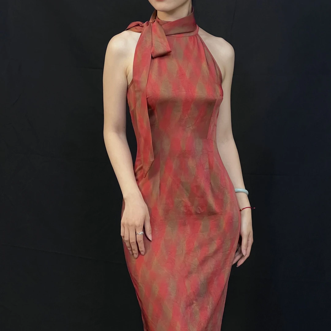 【万花镜】原创新中式挂脖旗袍 复古显气质 梨形版型