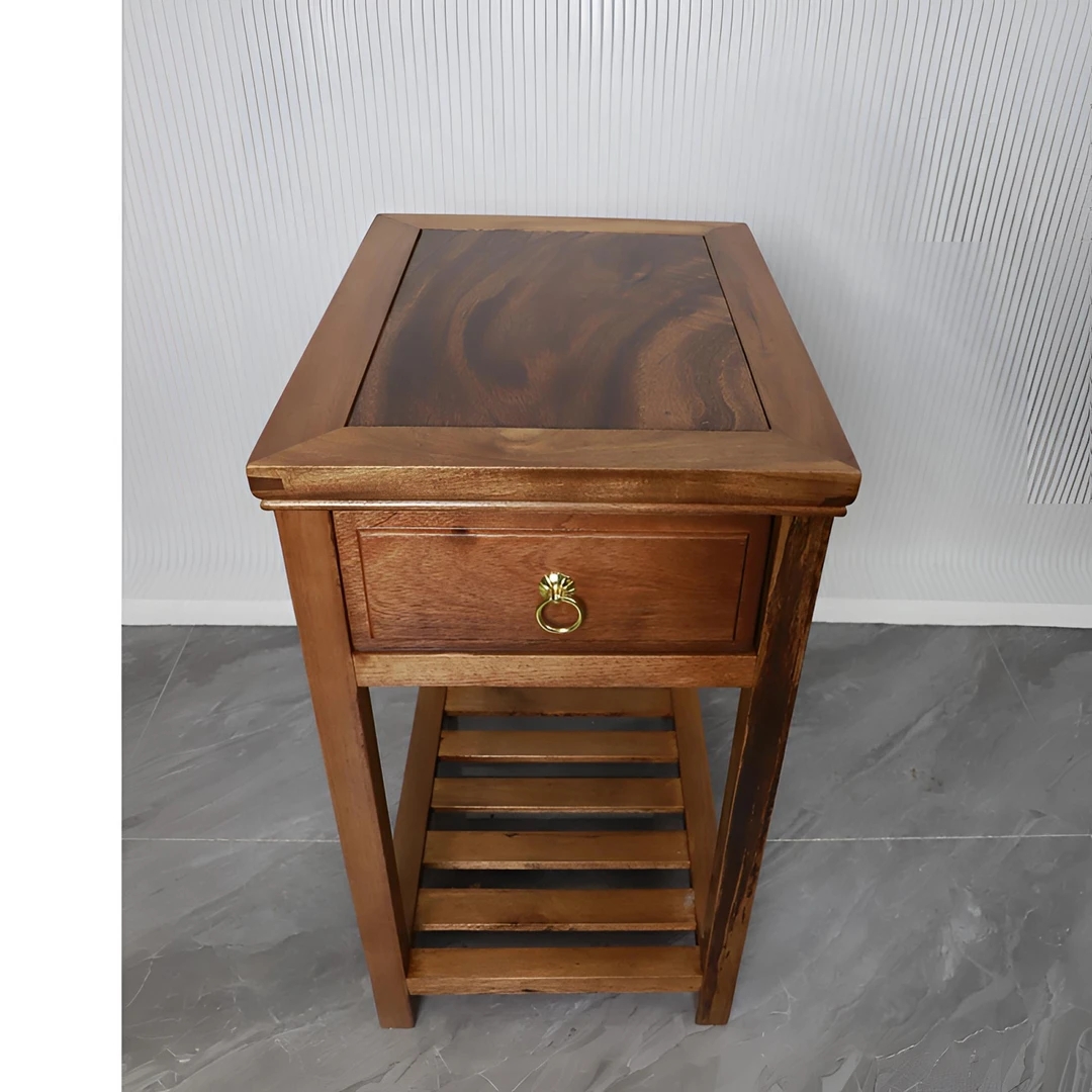 南美胡桃木新中式单抽茶水柜客厅家用茶桌书房方几置物桌