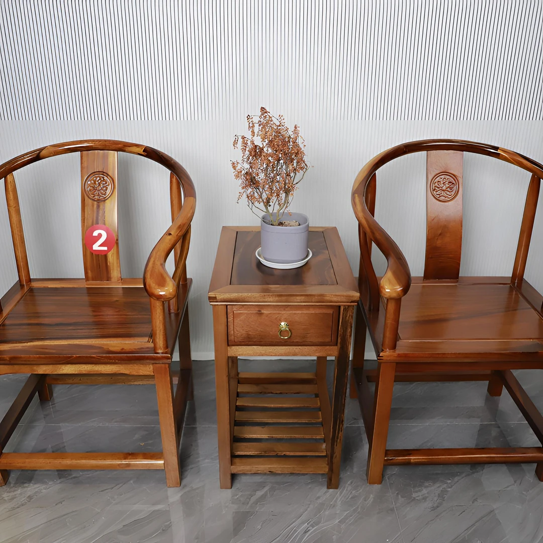 【圈椅三件套】南美胡桃木圈椅三件套休闲客厅新中式小茶几家具中堂