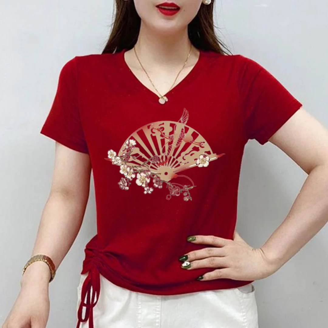 中国风时尚2025新中式短袖t恤女夏季显瘦百搭甜美休闲修身上衣ins