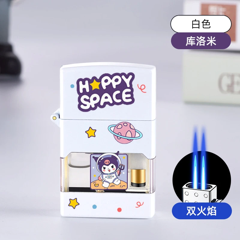 新款双直冲透明仓打火机充气卡通礼物礼盒创意个性户外送男友闺蜜