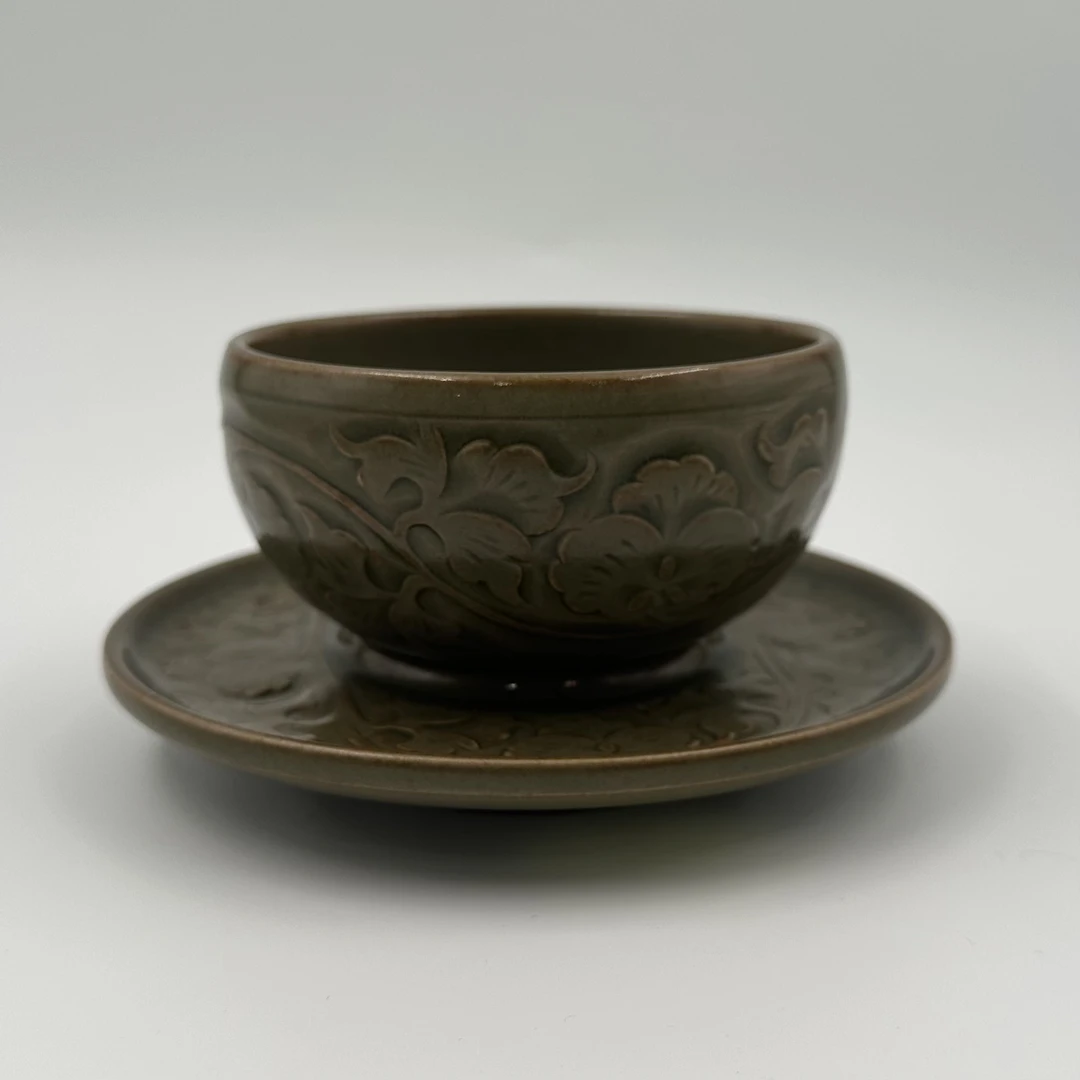 1243 明代耀州窑刻花盏托