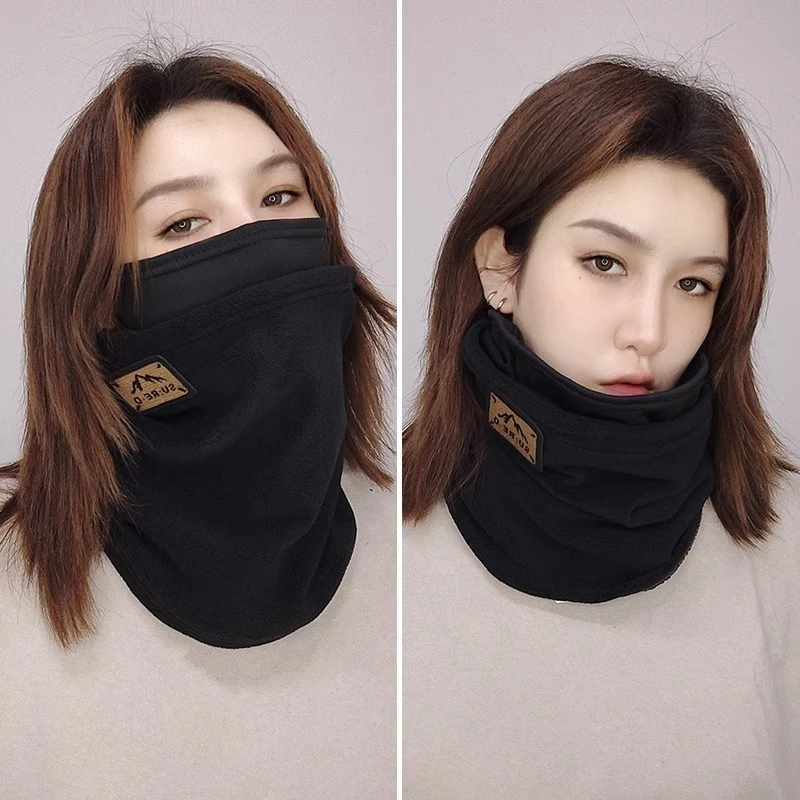 挂耳防风面罩女秋冬户外骑车加厚保暖护颈围脖韩版撞色防寒脖套男