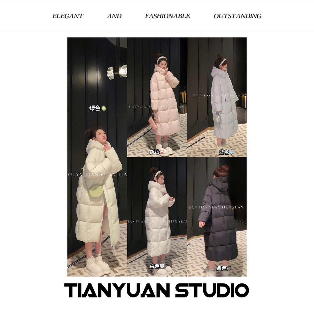 甜美●【泡芙大被子】JJD4YRF8359连帽中长款加厚宽松过膝羽绒服预