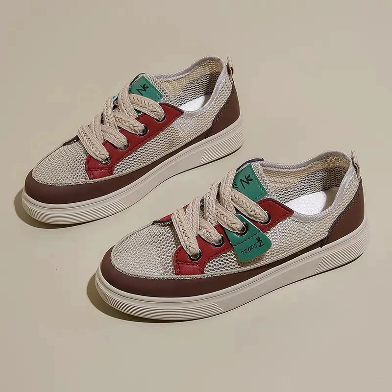 小白鞋女2024夏季百搭平底网面透气软底薄款配裙子板鞋夏款镂空