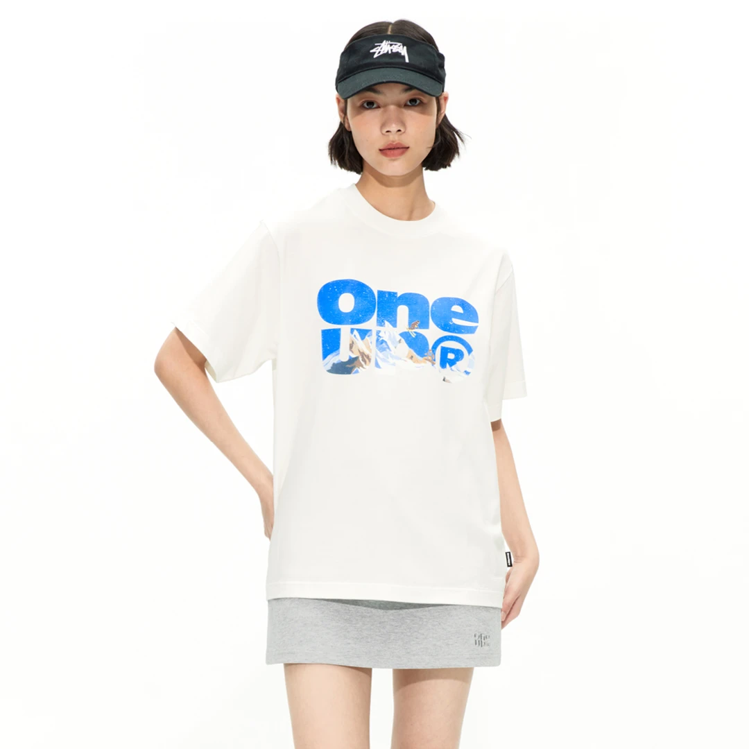 Oneup星空滑雪草原短袖T恤男女潮牌新款运动休闲百搭纯棉上衣情侣