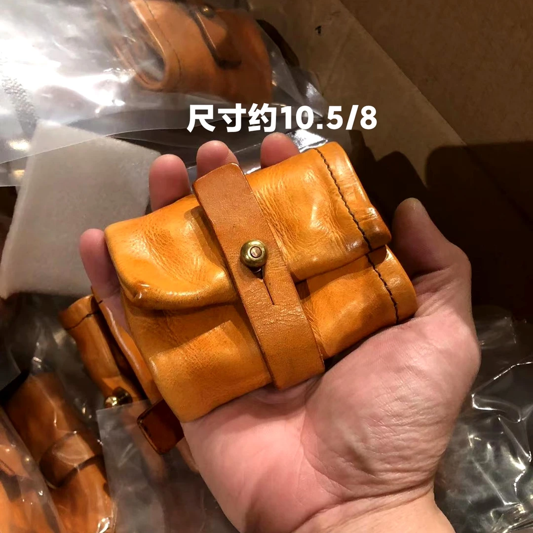 男士女士小钱包厚牛皮头层植鞣重磅洗水做旧复古手工制道零钱卡包