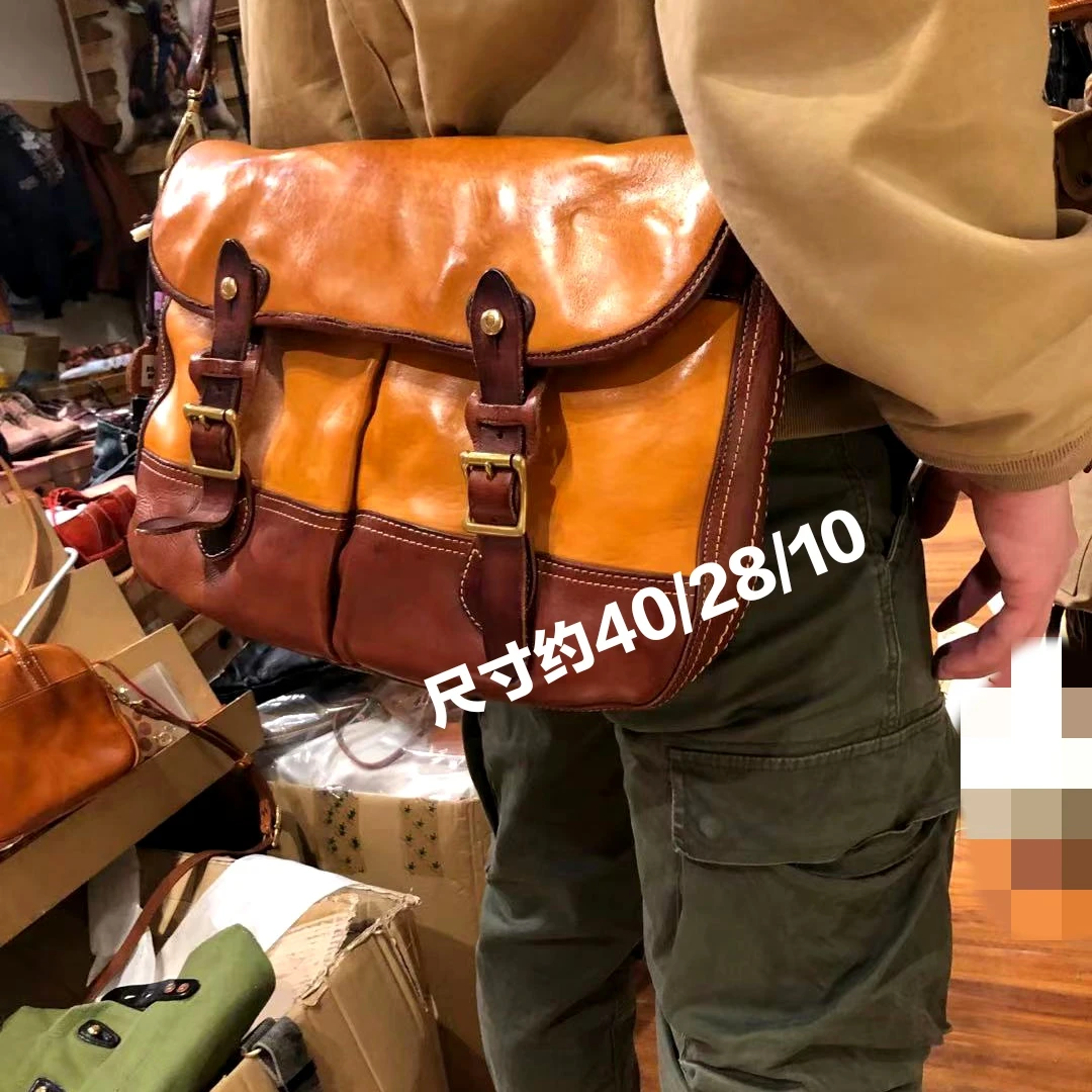 王者邮差天花板重磅洗水做旧单肩斜挎包手工复古男士女士