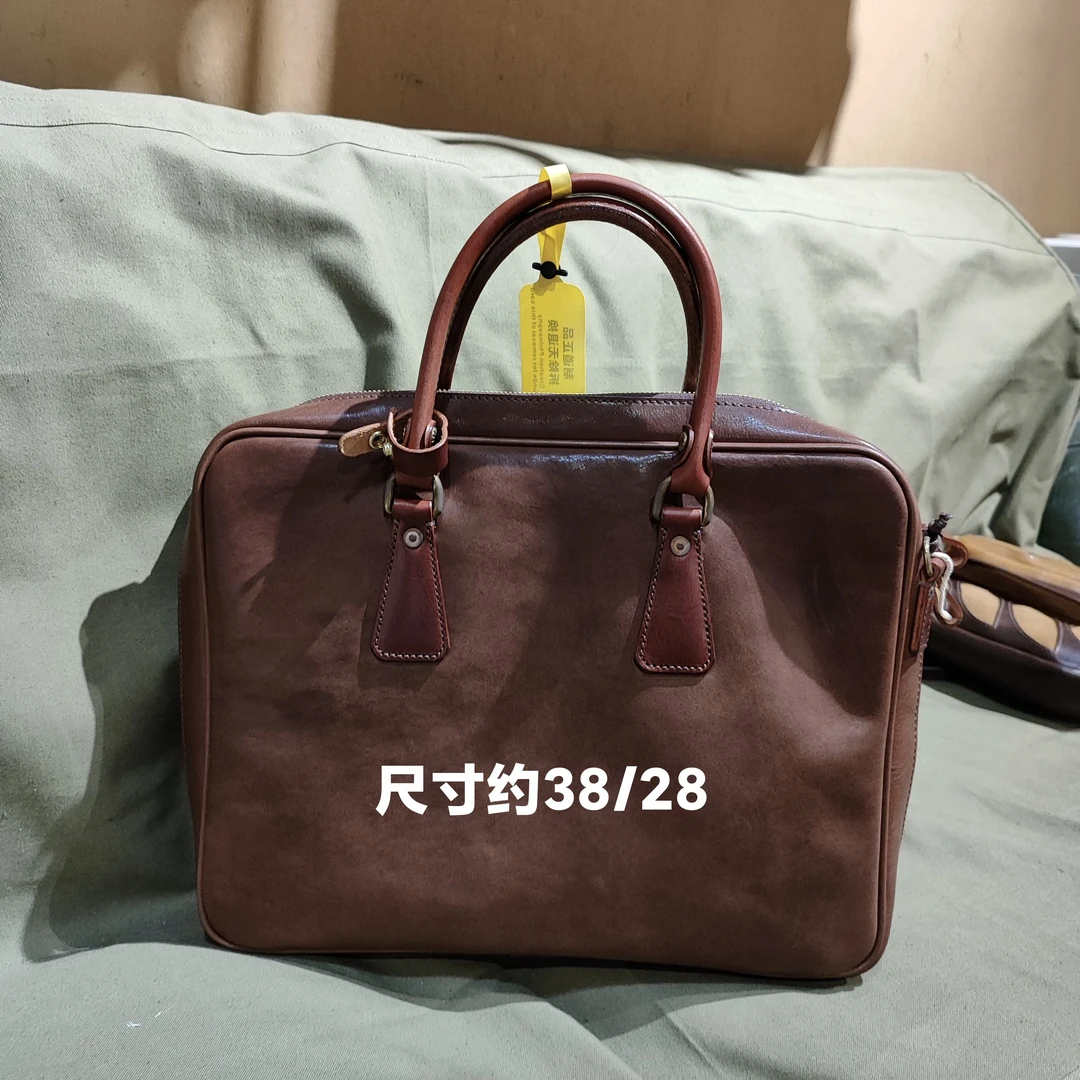 制道手工男士商务公文包手提单肩斜挎包电脑文件包植鞣牛皮头层