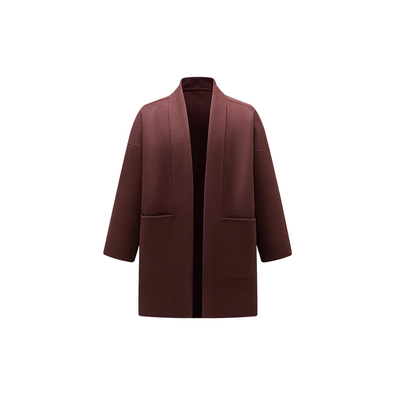 HERBEL/黑白秋冬雅丹风100%绵羊毛呢大衣  “男女同款” 韩风潮