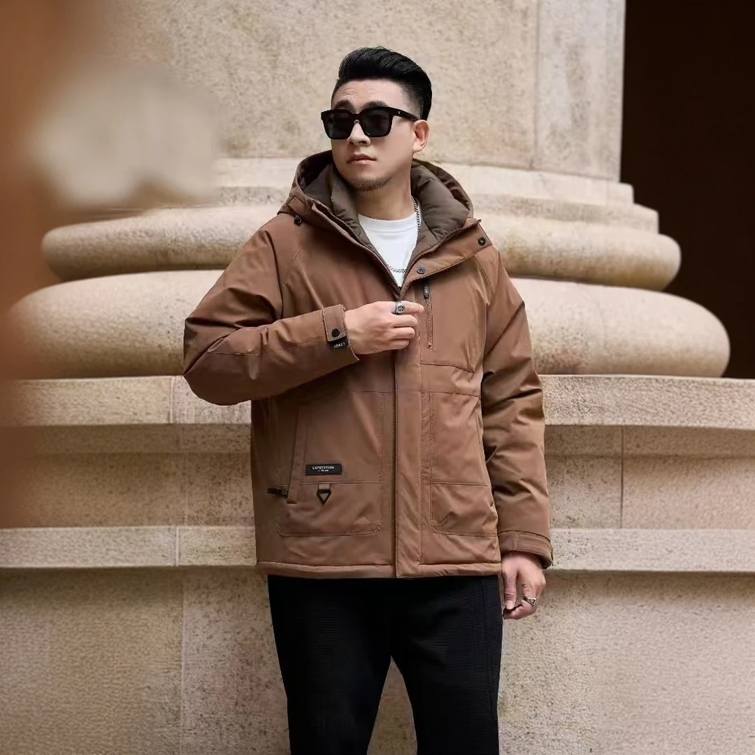 180-300斤大码男士加肥加大宽松冬季工装时尚保暖加厚羽绒服508#