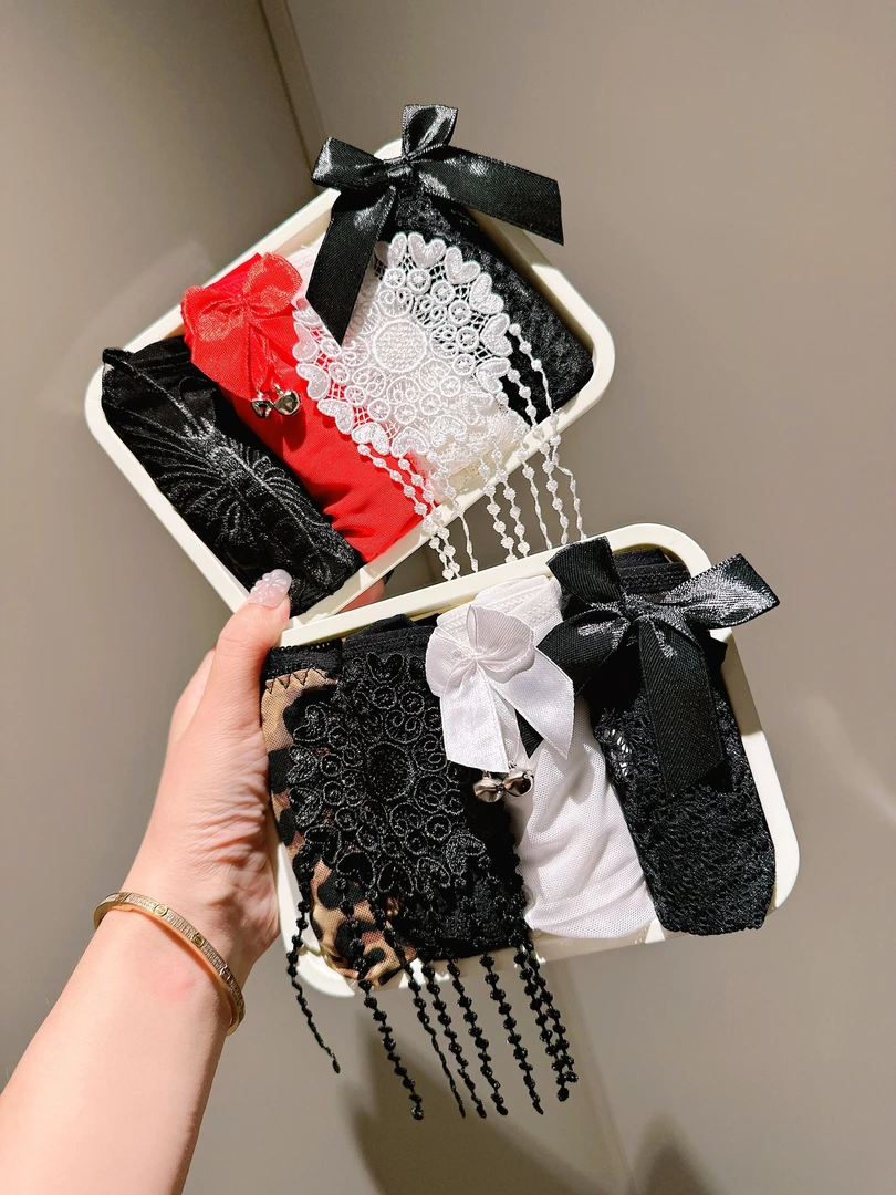 【香内尔】4条组合100-200斤大码内裤女胖MM中高腰性感网纱蕾丝夏薄