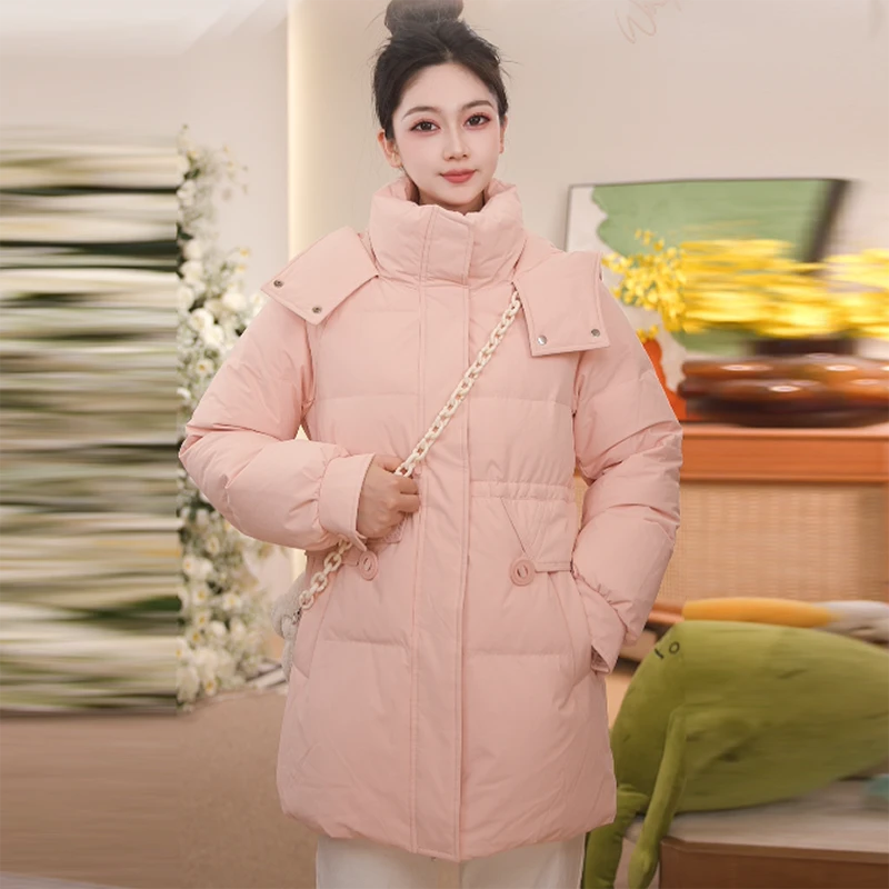 YAYA鸭鸭羽绒服女士冬季新款中长款时尚休闲连帽外套YE4B620453J