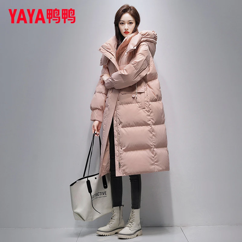 YAYA/鸭鸭长款羽绒服女冬季宽松加厚韩版保暖外套
