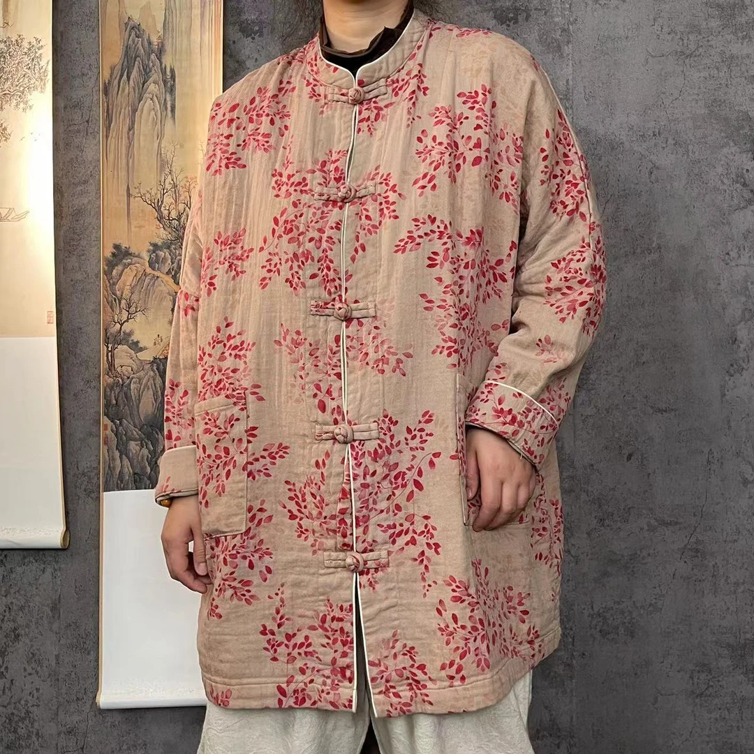 芬雅斜纹麻手工盘扣禅意复古休闲宽松中长外套