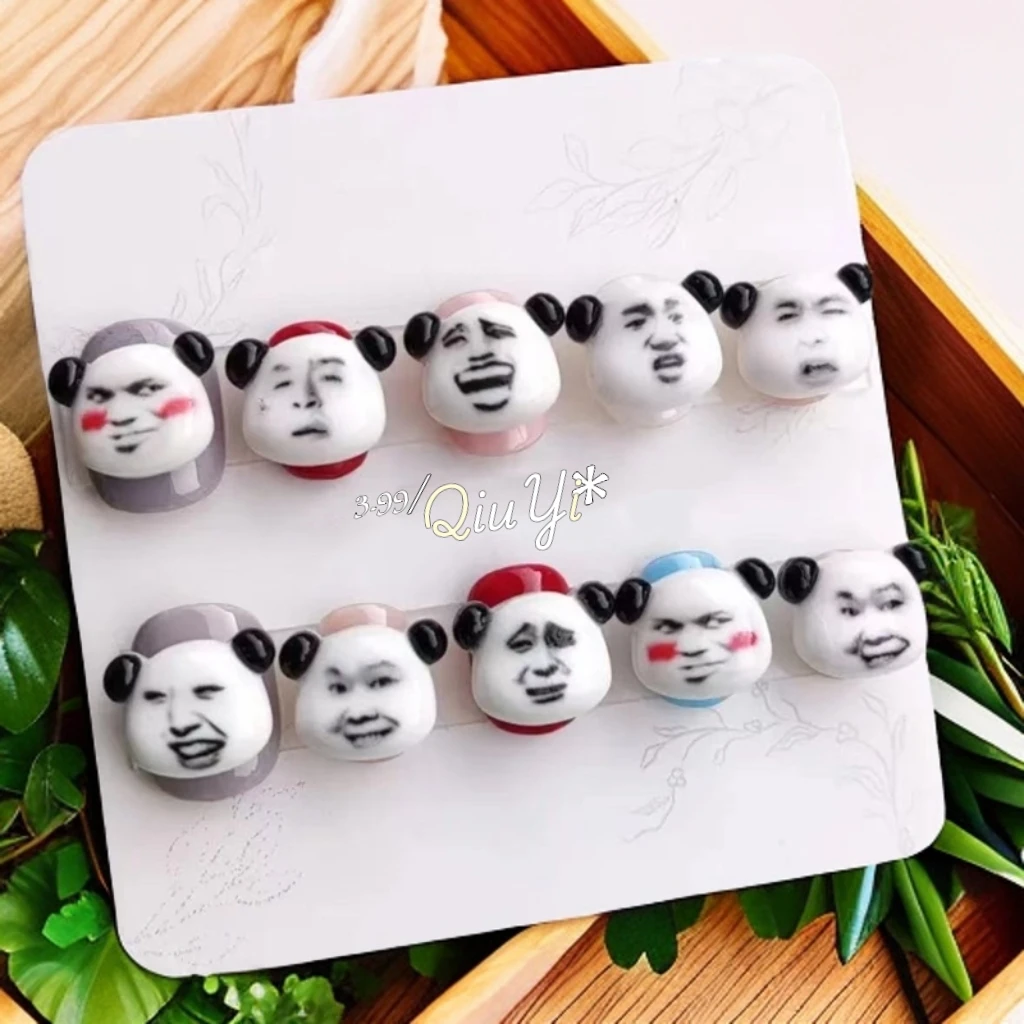 表情包款纯手工熊猫头穿戴甲