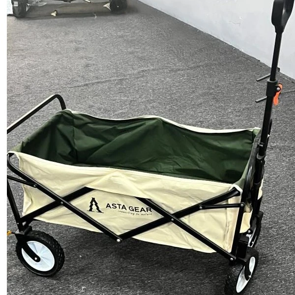 静星露营车可折叠手推野营车拉杆车户外营地车米色橡胶窄轮露营车