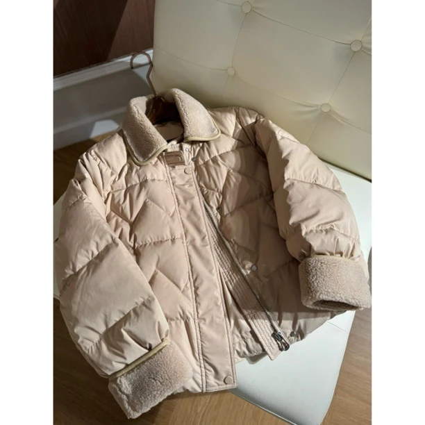 【云朵】路蔓法秋冬新款翻领拼接羽绒服白鸭绒保暖外套MF-1552