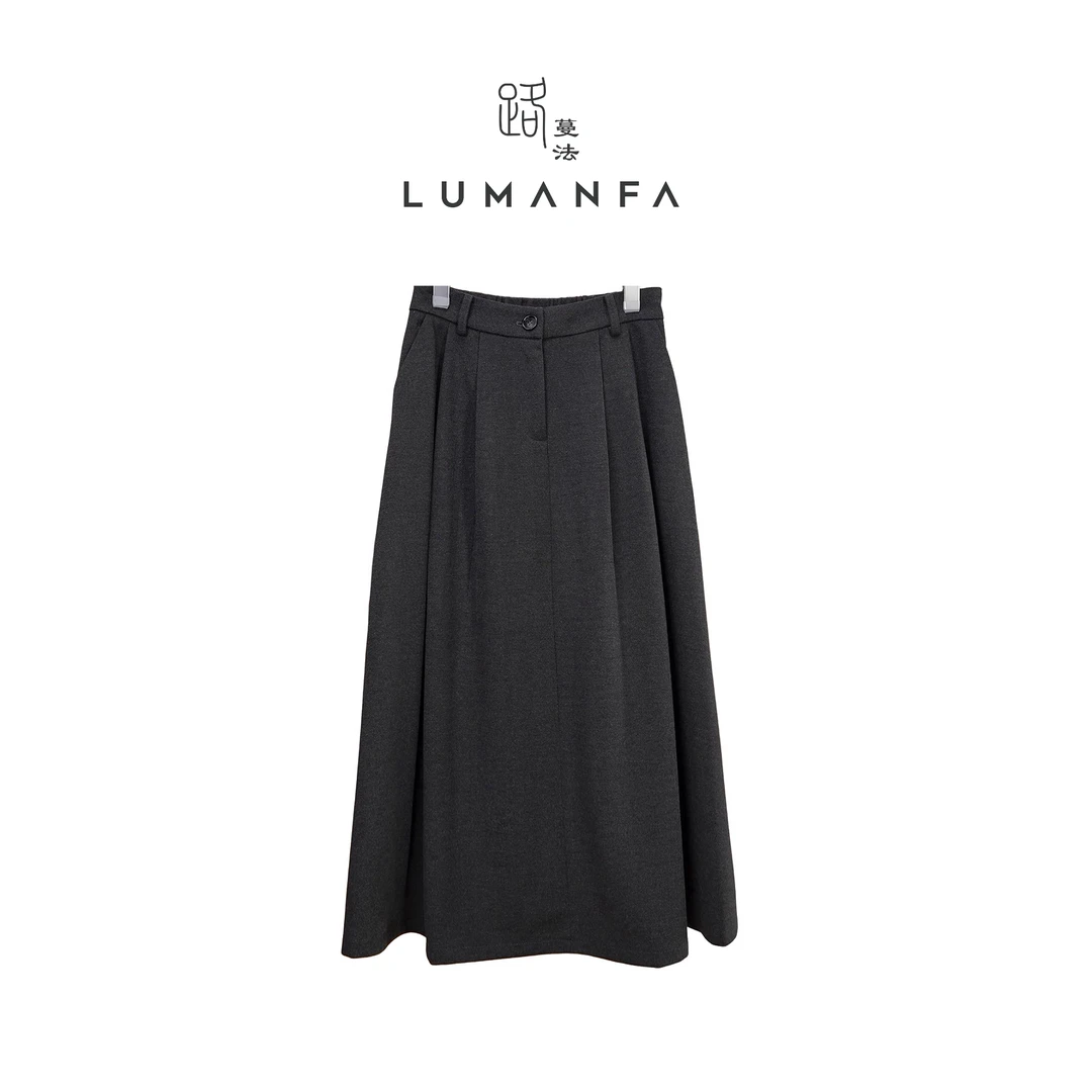 【伞裙】路蔓法新款中长款遮胯显瘦梨形身材a字百褶伞裙MF-1323