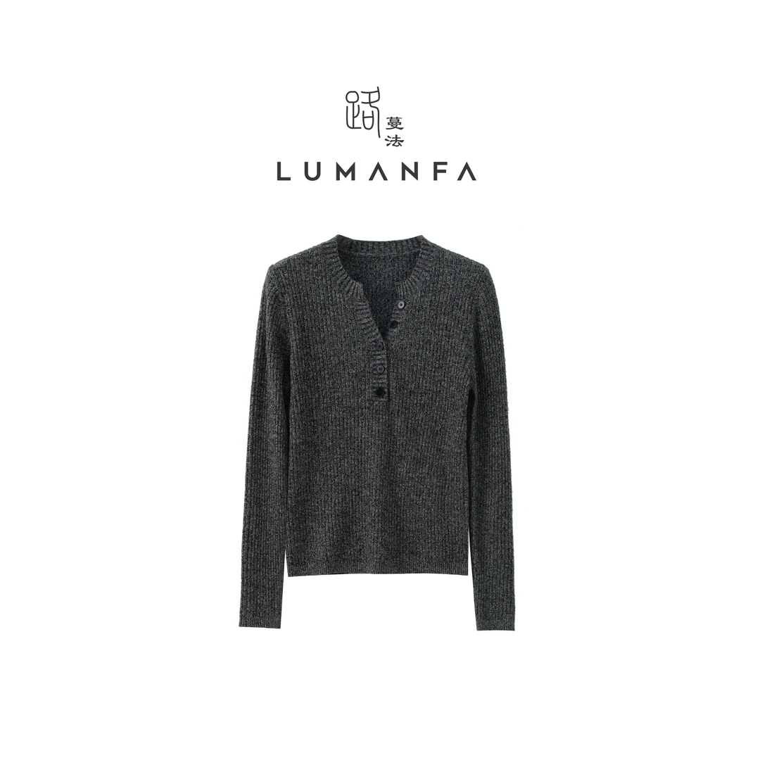 【暮瑟】路蔓法新款百搭套头半开扣设计感显瘦洋气舒适上衣MF-1379