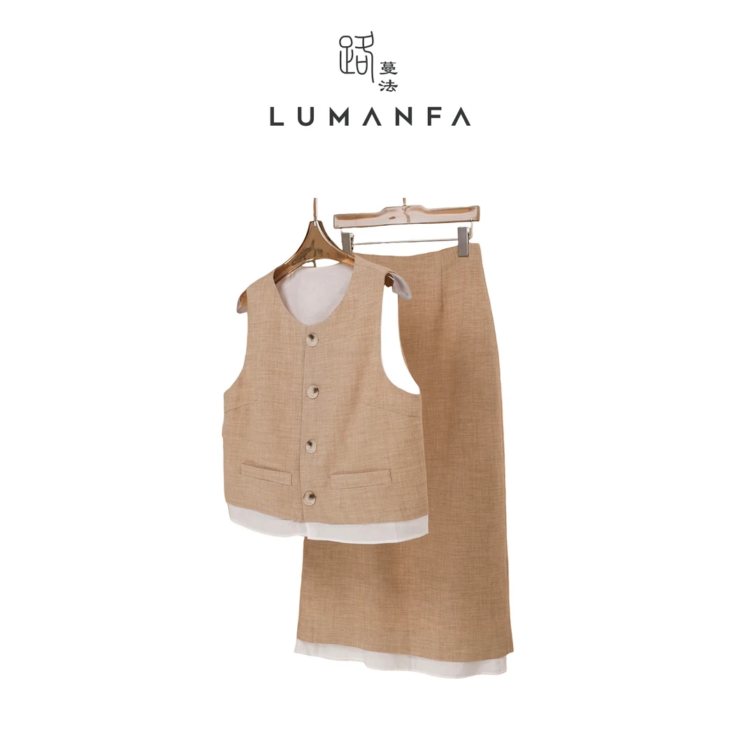 【套装】路蔓法夏季新款高级感简约时尚气质小香风无袖套装MF-1112