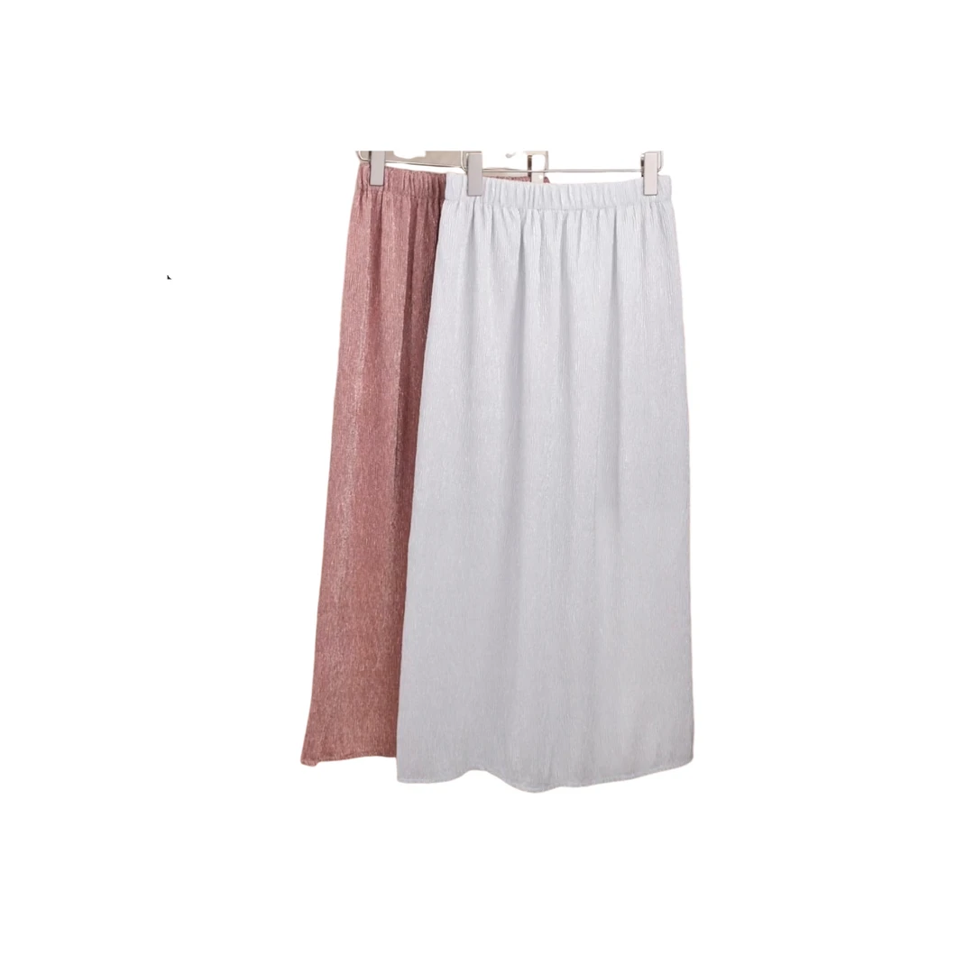 【浅蓝裙】路蔓法新款百搭气质简约显瘦薄款高腰半身裙MF-1015