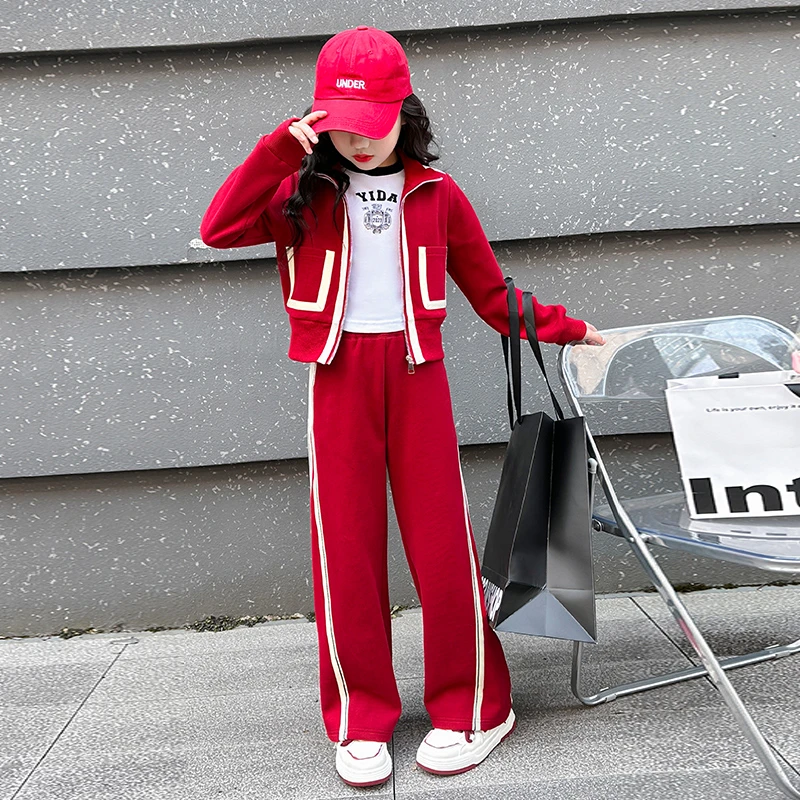 女童春季套装2024新款中大童洋气时髦网红爆款儿童时髦运动两件套