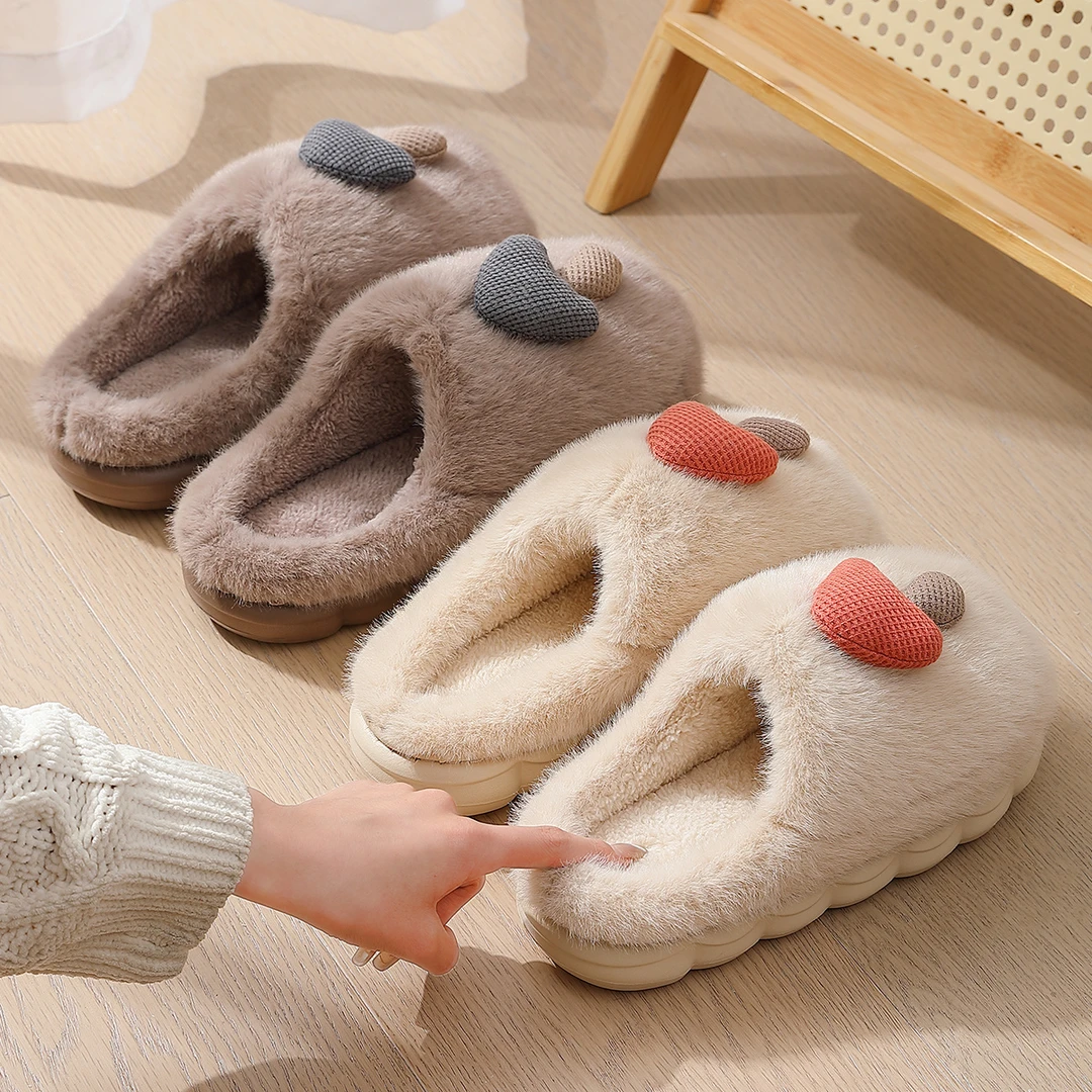 可爱蘑菇棉拖鞋女2024新款爆款秋冬季室内保暖情侣毛毛绒棉拖鞋男