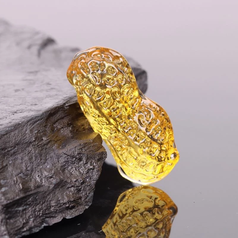 黄色水晶花生 手工摆件（一发九）