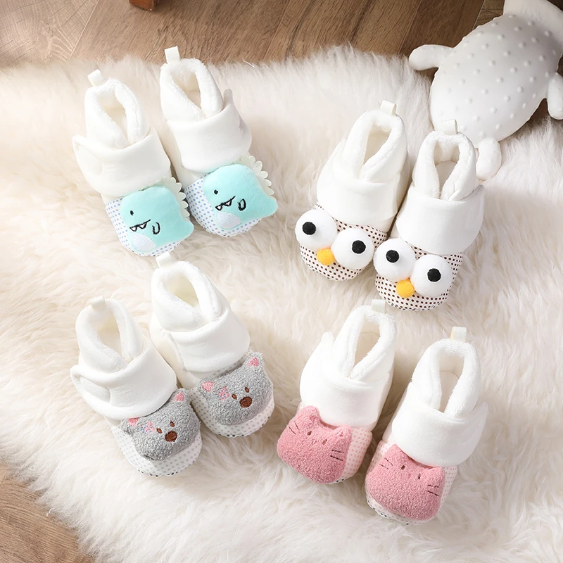 婴儿鞋0-1岁秋冬季3-6-12个月男女宝宝幼儿软底防脱不掉棉鞋新生8