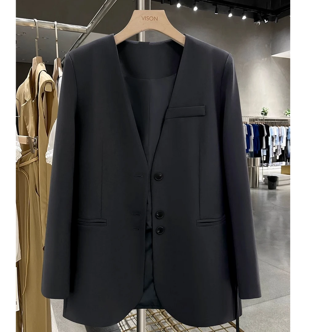 秋季韩系轻熟风西装外套女春秋季2024新款系带收腰简约显瘦小西服