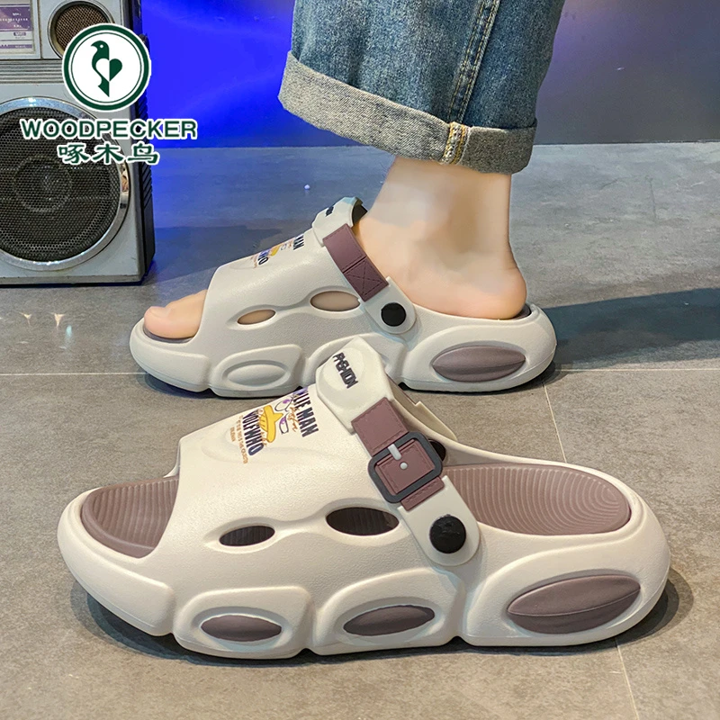啄木鸟官方正品网红男士凉鞋夏季外穿厚底休闲凉拖鞋沙滩一字拖鞋