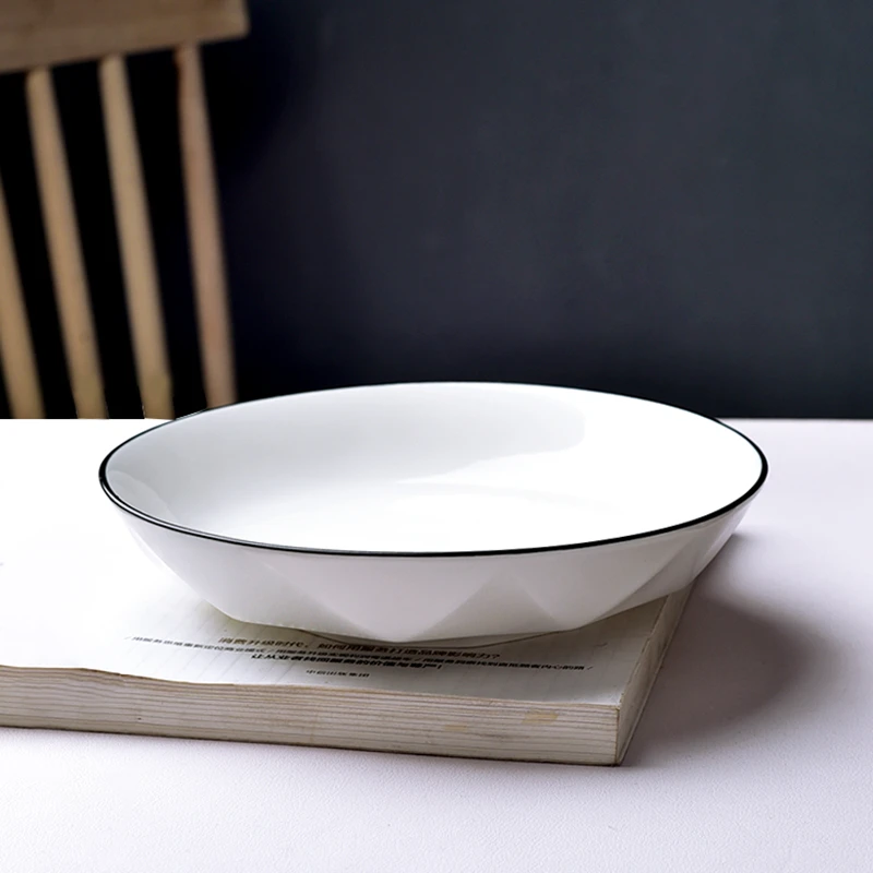 佰陶匠盘子餐具家用百合白碟子7英寸菜盘子6个高颜值菜盘炒菜高档