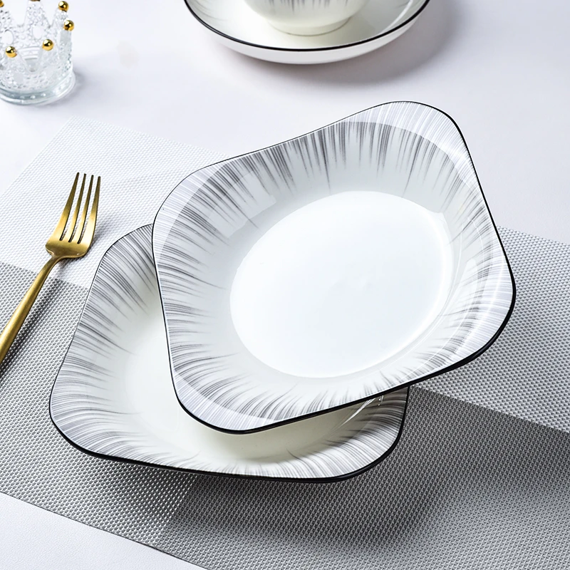 【佰陶匠】8.5英寸渐变灰如意盘家用颜值陶瓷盘碟菜盘饭盘盘子