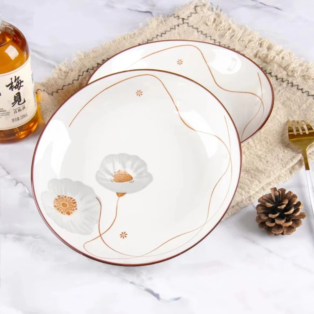 【106上】6只8英寸岁月静好圆盘家用颜值陶瓷餐具菜盘饭盘