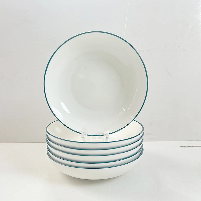 【粉丝福利】6只7英寸绿边芝士盘家用颜值陶瓷餐具菜盘饭盘沙拉盘