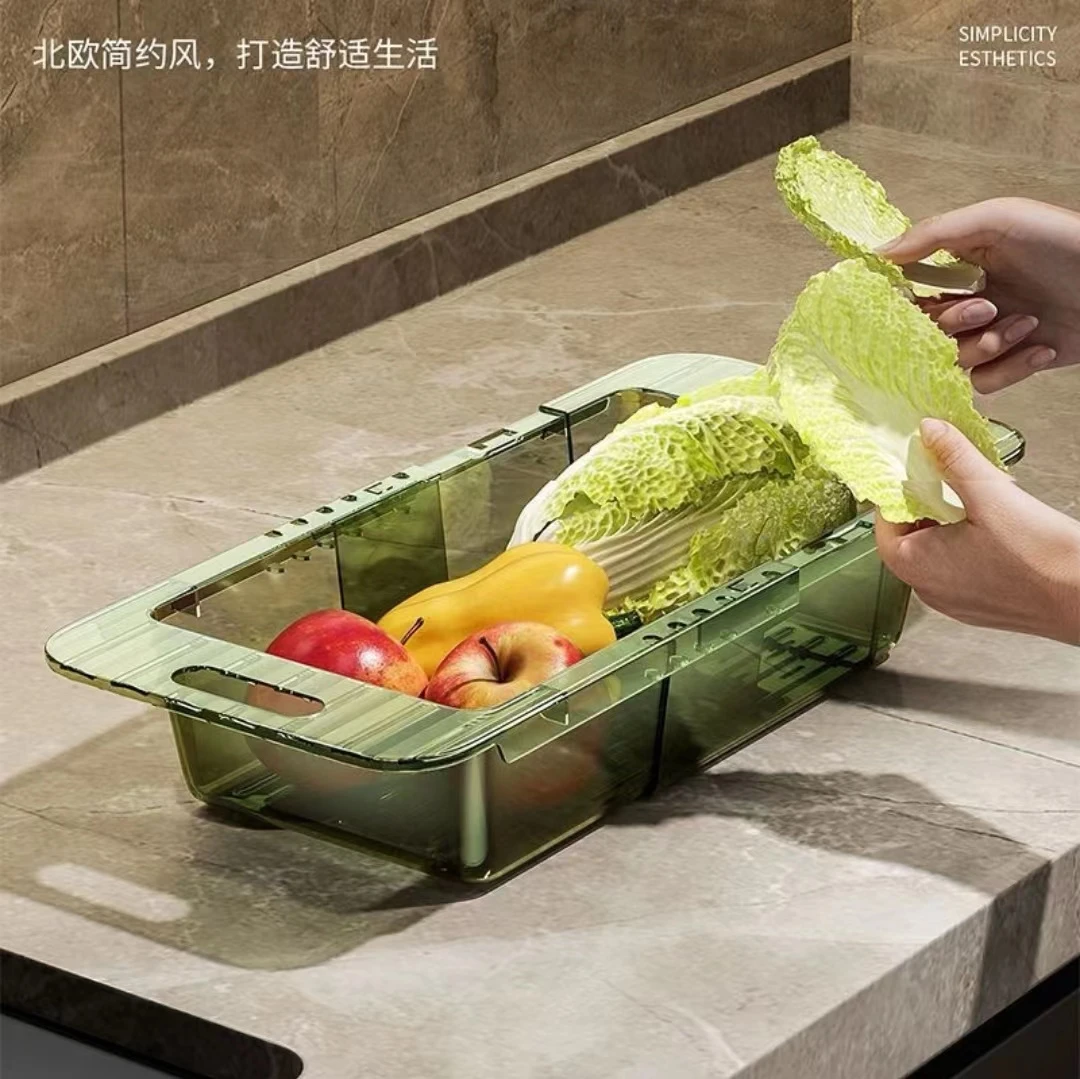 可伸缩沥水篮果蔬洗菜篮厨房水槽过滤置物架多功能碗碟筷子沥水架