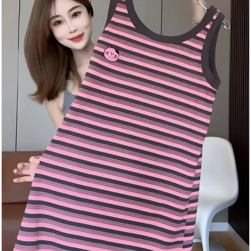 966款夏季新款潮流圆领可家居可外穿睡裙