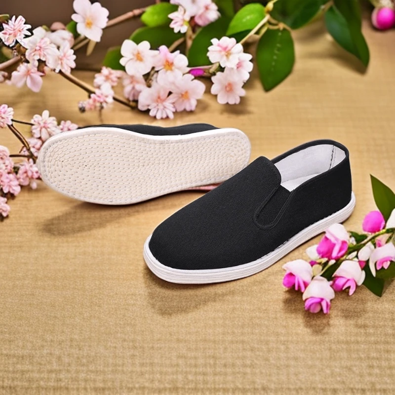 手工纳底布鞋千层底布鞋吸汗轻便透气工作鞋黑帆布鞋男纯手工布底