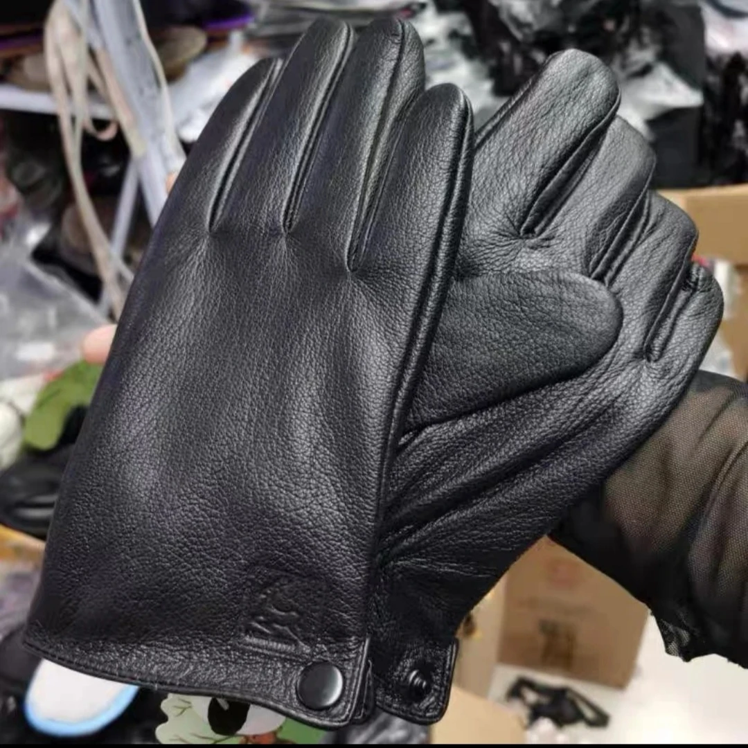 新疆的羊皮手套真皮男士黑色手套冬季保暖时尚分指