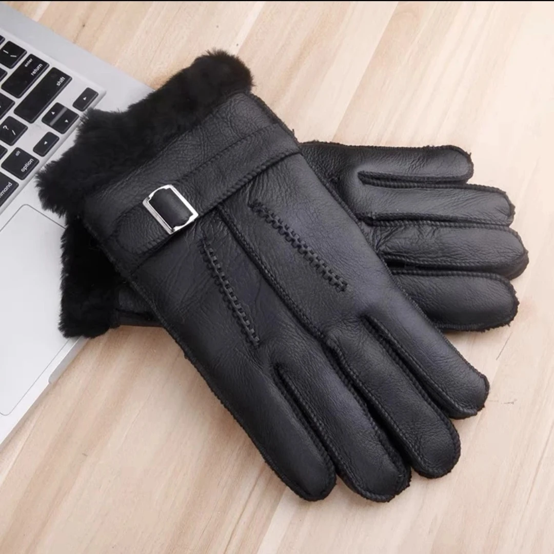 羊皮毛一体手套真皮男女士手套冬季保暖加厚手套秋冬季