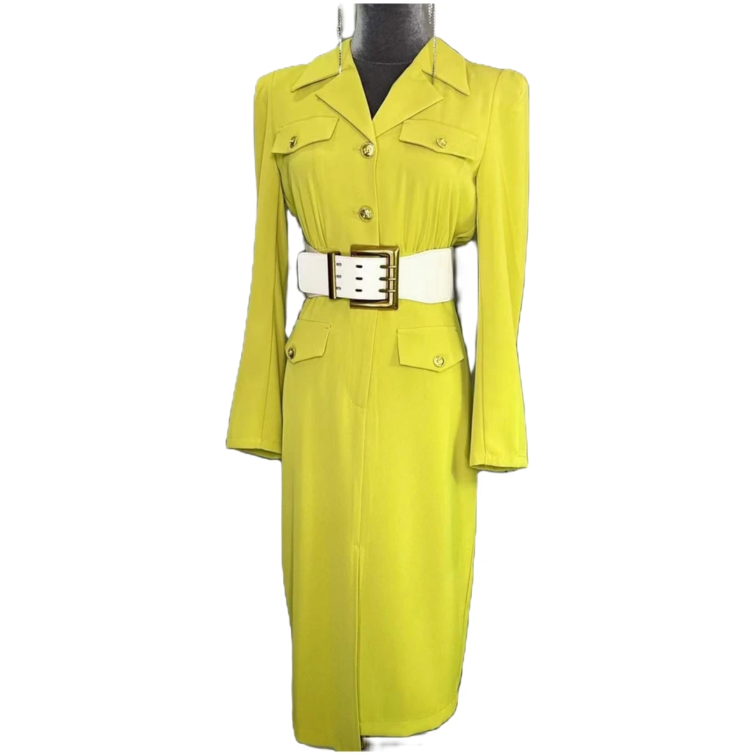 2023年春夏新款高端大牌收腰轻奢高腰显瘦修身法式长袖气质连衣裙